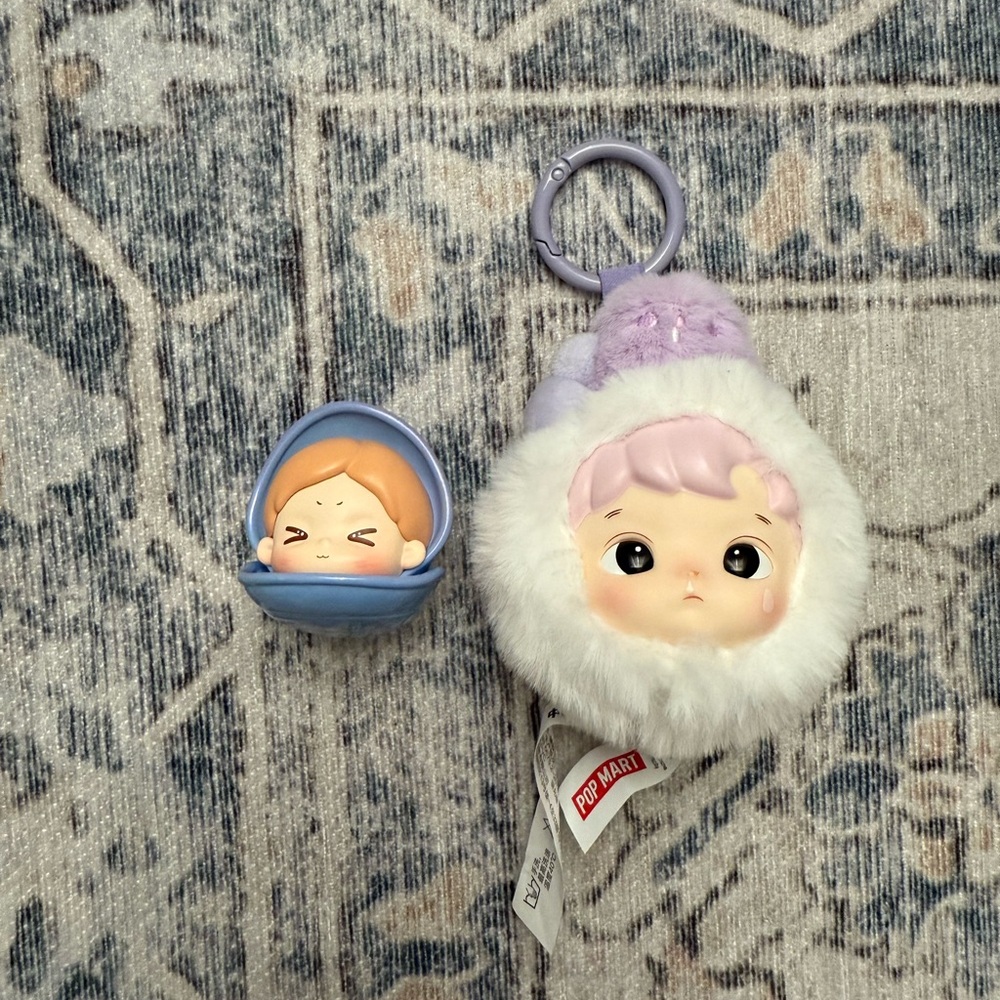 Purple and White Keychain Toy